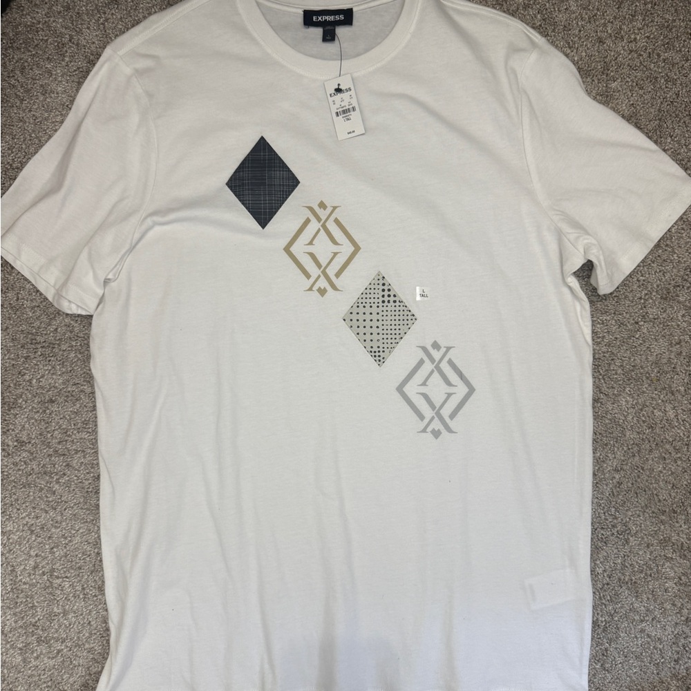 Express White Graphic Men's Tee size L Tall NWT